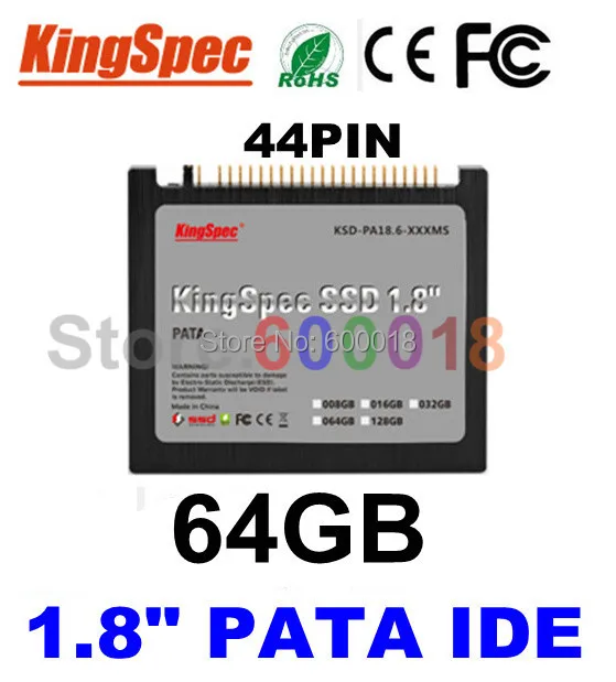 L Kingspec 1.8" inch 44PIN PATA IDE SSD Solid State Disk ssd 64GB Hard Drive Laptop For IBM X40