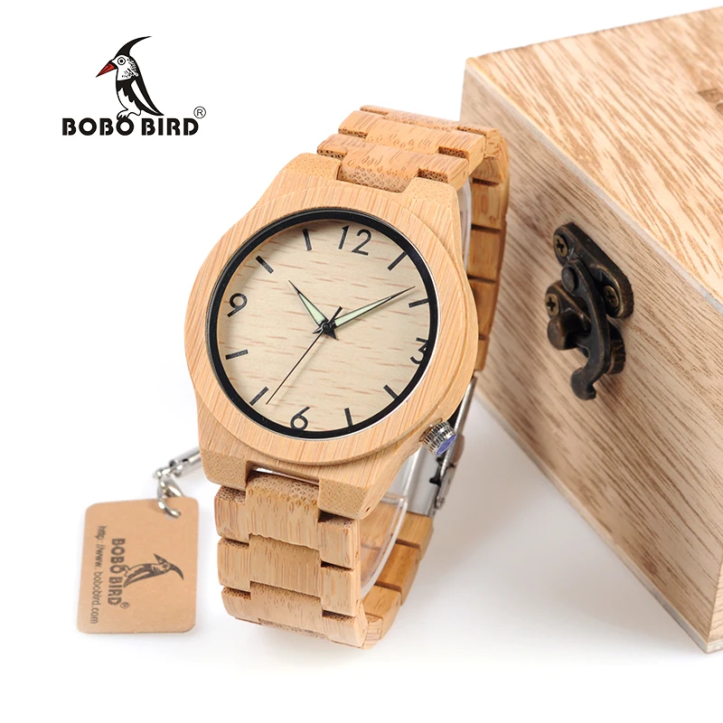 BOBO BIRD WD27 Bamboo Wooden Watch for Men Unique Lug Design Top Brand Luxury Quartz Wood