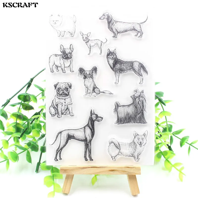 

KSCRAFT Pet Dog Transparent Clear Silicone Stamps for DIY Scrapbooking/Card Making/Kids Fun Decoration Supplies 150