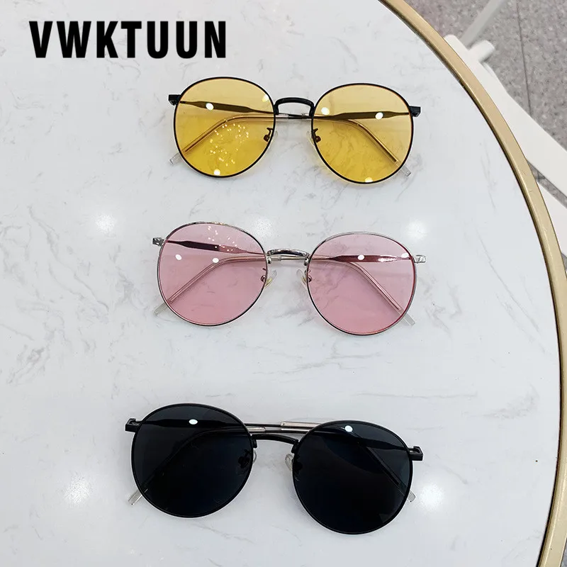 

VWKTUUN Round Sunglasses Women Fashion Ocean Lens Shades Metal Glasses Frame UV400 Points Sport Sunglass Men Driving Eyewear