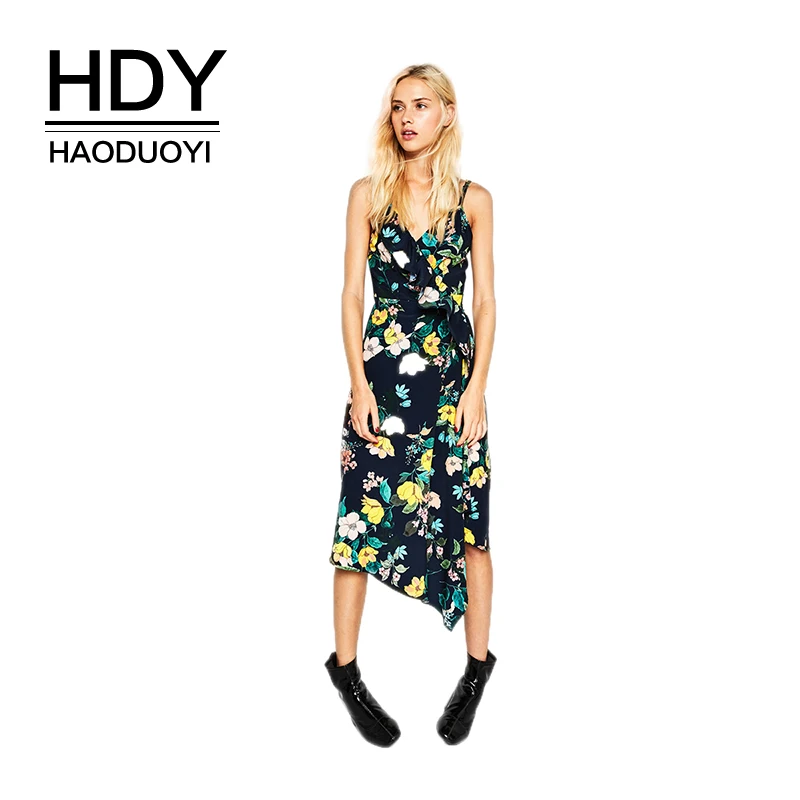 

HDY Women Dress Floral Print Elegant Chic Dress Spaghetti Strap Empire Floral Print Dresses 2019 Long Maxi Beach Summer Dress