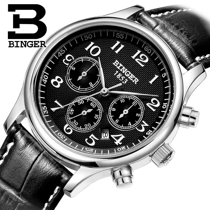 Switzerland font b men s b font font b watch b font luxury brand Wristwatches BINGER