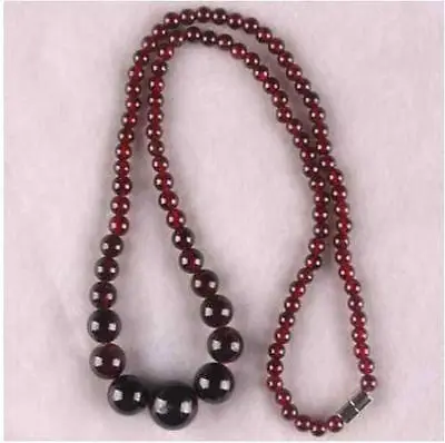 

HOT 5-12MM NATURAL GARNET GEMS ROUND BEADS NECKLACE 17.5"AAA