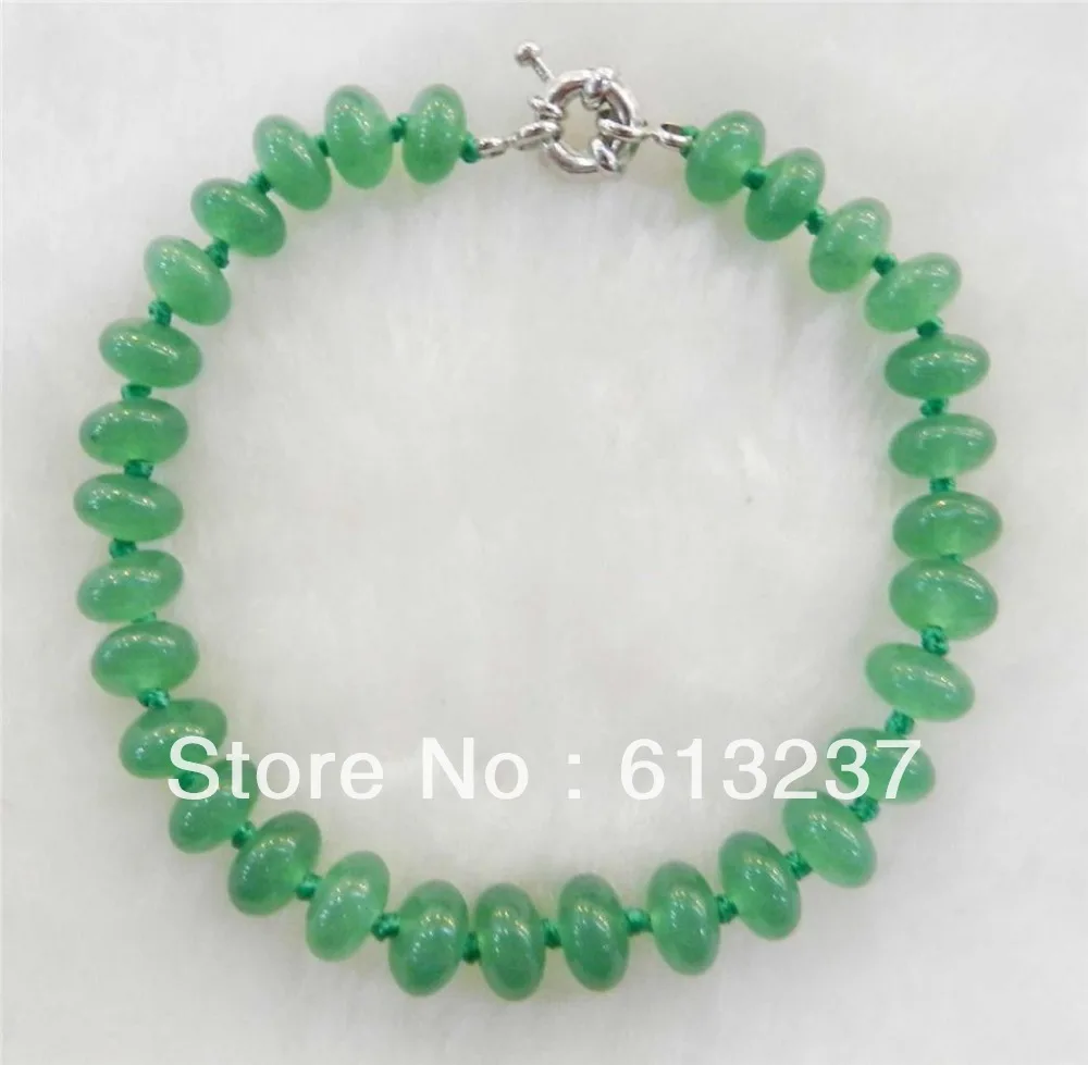 Модный стиль 5x8 мм Зеленый Натуральный Камень Rondelle Abacus бисер цепь Ожерелье
