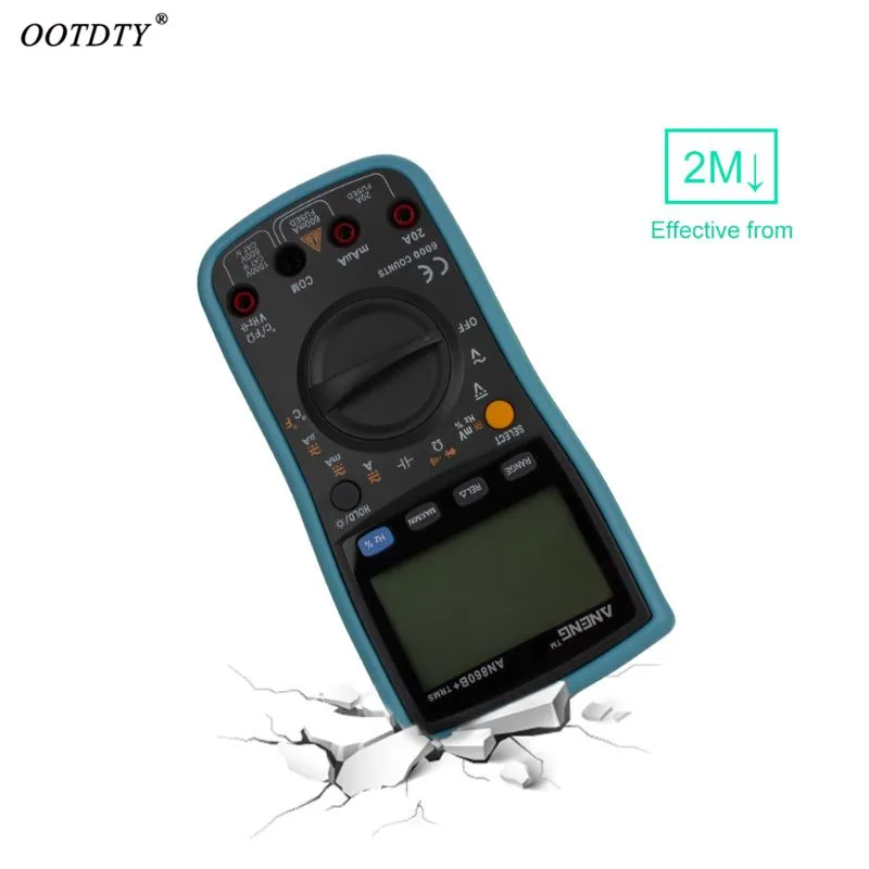 OOTDTY AN860B+ ЖК-дисплей 6000 отсчетов цифровой мультиметр с подсветкой AC/DC напряжение тока сопротивление, частота тестер температуры