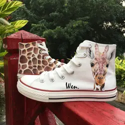 Вэнь Симпатичные Жираф белые высокие летние женские туфли художественные уникальные подарки на день рождения для мужчин женщин Ручная