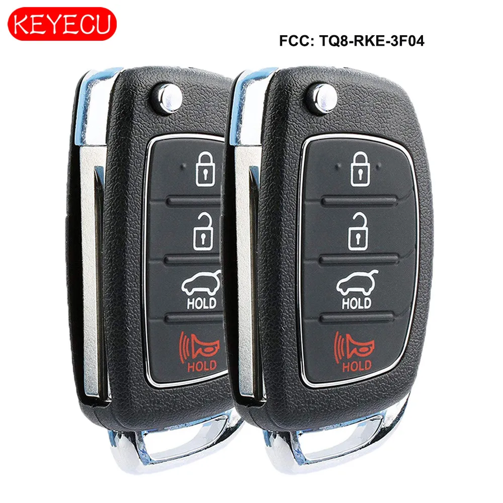 

Keyecu 2pcs/lot Replacement Flip Remote Car Key Fob 4 Button 315MHz for Hyundai Santa Fe 2013-2015 FCC: TQ8-RKE-3F04