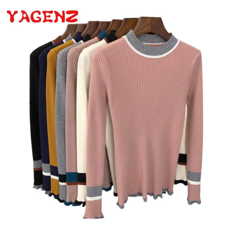 

YAGENZ Autumn Winter Women Knitted Sweater Female Oversized O Neck Pullover Tops Girls Casual Long Sleeve Shirt Knit Jumper K149