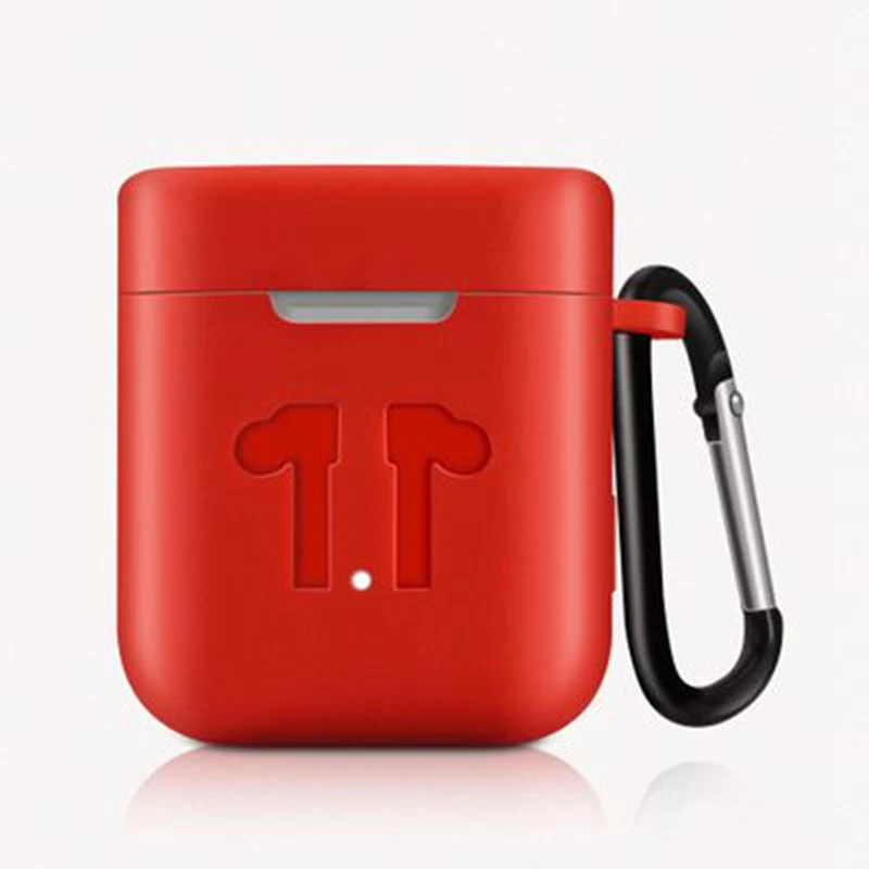 Силиконовый чехол для Xiaomi Airdots Pro Наушники защитный чехол с карабином сумка с крючком зарядная коробка для Xiaomi Air TWS гарнитура - Цвет: Red