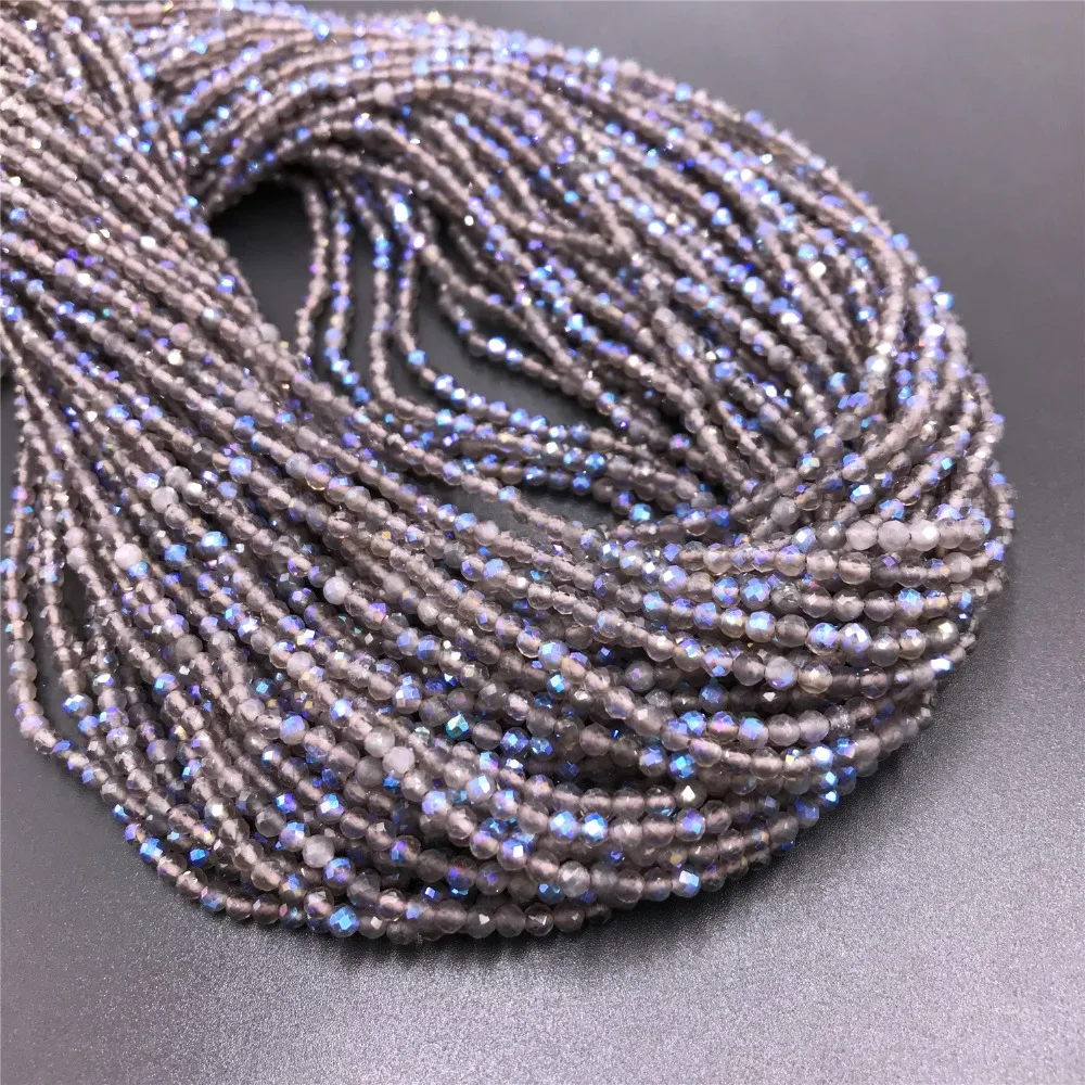 

Wholesale Gray Labradorite Micro Faceted Beads2 mm 3 mm 4 mm 15.5" Natural Gem Stone Beads For DIY Making Necklace & Bracelet