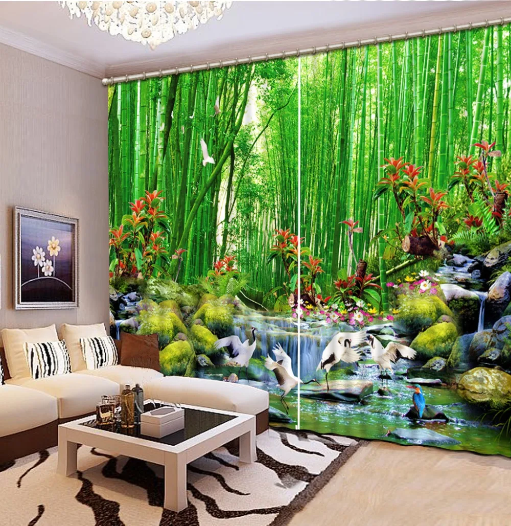 Custom any size bamboo curtains Beautiful Photo Fashion Customized 3D Curtains green curtain | Дом и сад