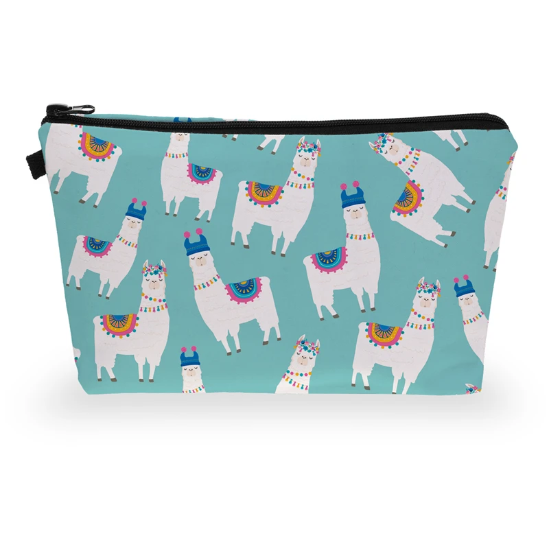 PURDORED 1 pc Alpaca Cosmetic Bag Women 3D Printing Makeup Bags Travel Cosmetic Organizer Toiletry Bag Neceser  Dropshipping