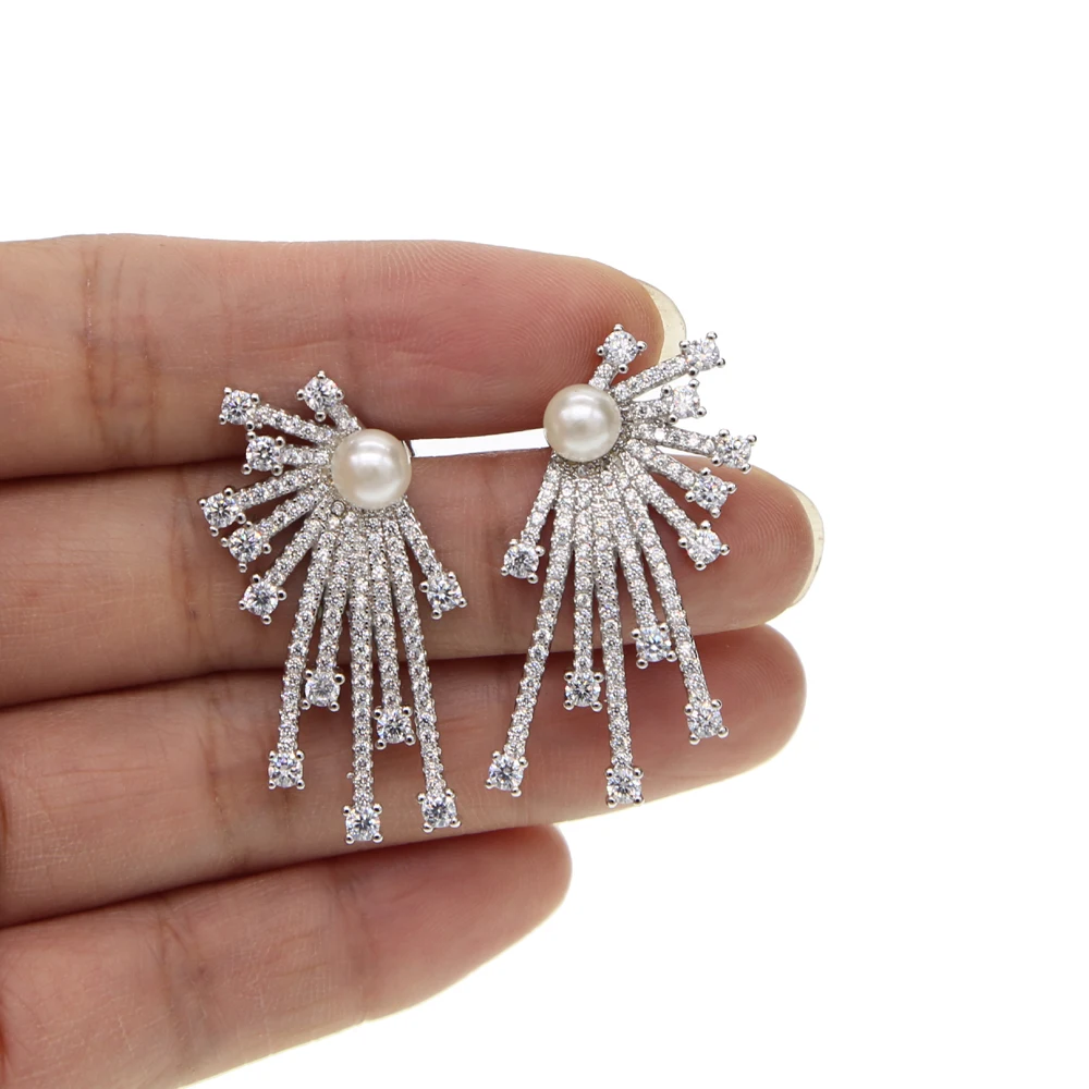 Трендовые роскошные европейские женские серьги, мульти cz бар, защита от солнца, модный дизайн, высокое качество, блестящие грушевые шпильки для женщин