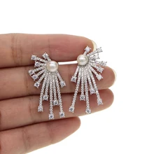 Трендовые роскошные европейские женские серьги, мульти cz бар, защита от солнца, модный дизайн, высокое качество, блестящие грушевые шпильки для женщин