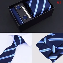  Fashion Gift Box Packing  Neck Tie Set Include Tie Clip And Handkerchief Cufflink Man Formal Business Wedding Bridegroom Ties 
