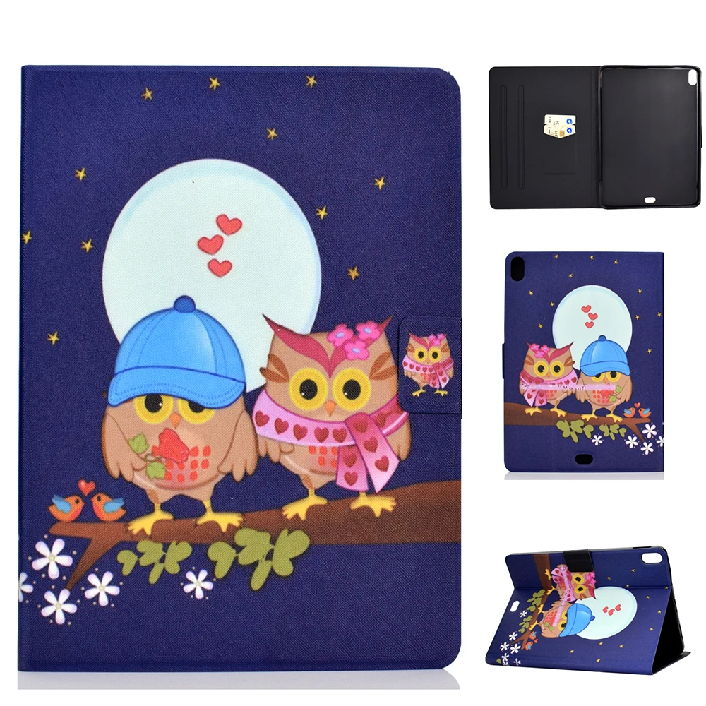 Stand Flip Case For iPad Pro 11"() Smart Cover Funda For New iPad Pro 11 inch PU Leather Dog Elephant Cat Owl Pattern
