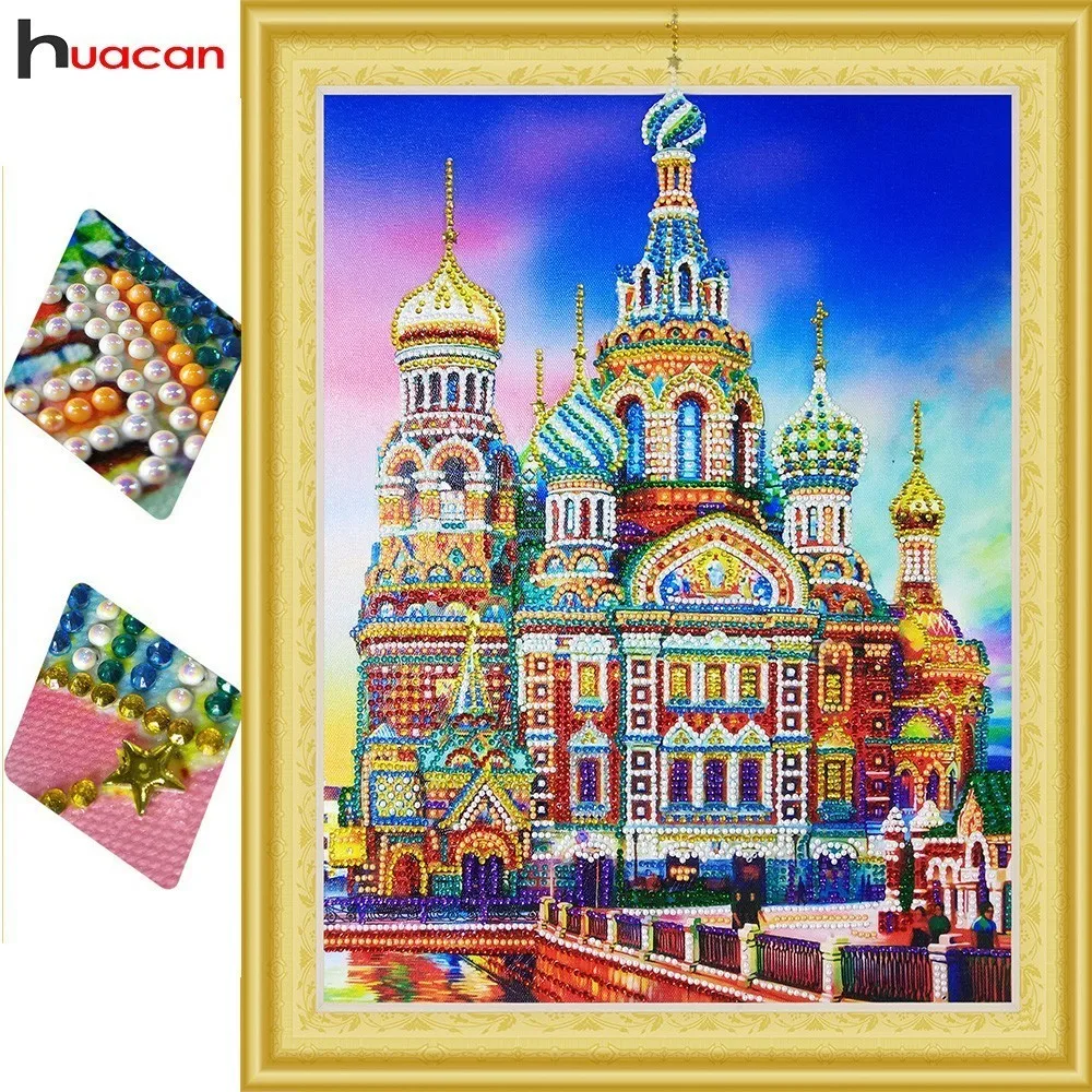 Kopen HUACAN Speciale Vorm Diamant Schilderij Landschap Diamant Borduurwerk Koop Volledige Kit Foto Van Strass Diy Kasteel 40x50 cm