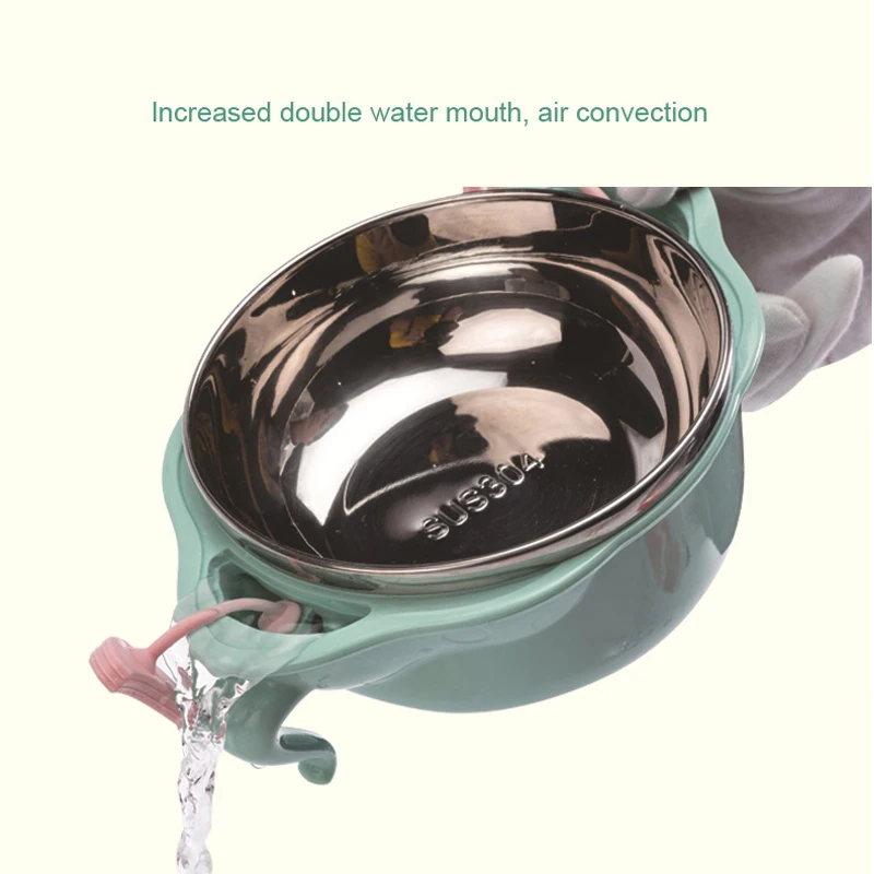 Children dishes set Baby tableware Stainless feeding Insulated Sucker Spoon Fork Cup Heat preservation Anti-hot Training bowl