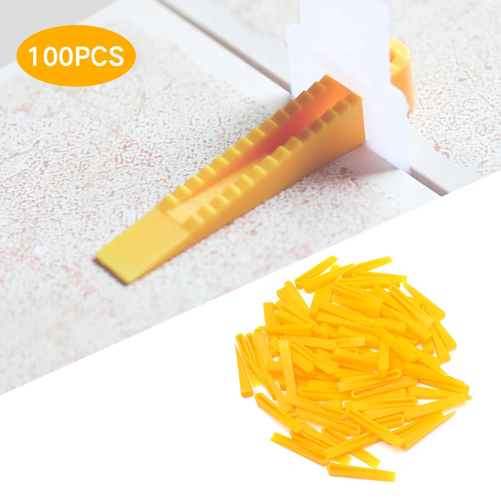 

100pcs Tile Leveling System Wedges Reusable Plastic Floor Wall Tile Leveler Spacer Clips Flat Tile Leveling Tools