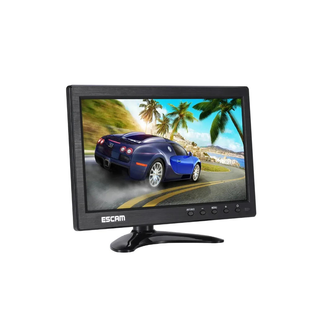 ESCAM 10 Inch IPS LCD Monitor AV/VGA/HDMI/BNC Input For Security Camera