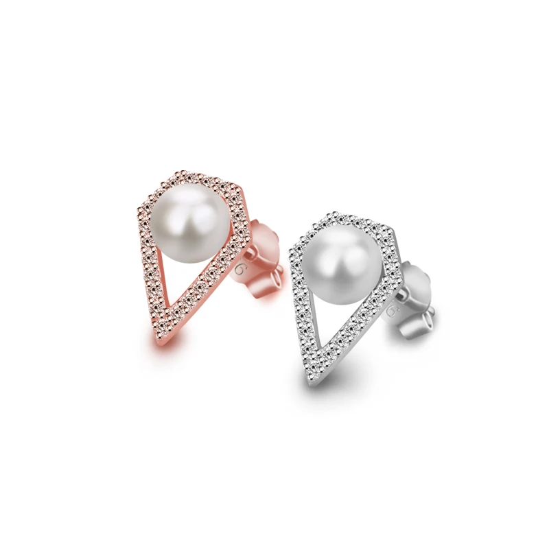 

Lady's favorite silver jewelry 925 sterling silver pearl inlay earrings design solid silver material earrings not allergic