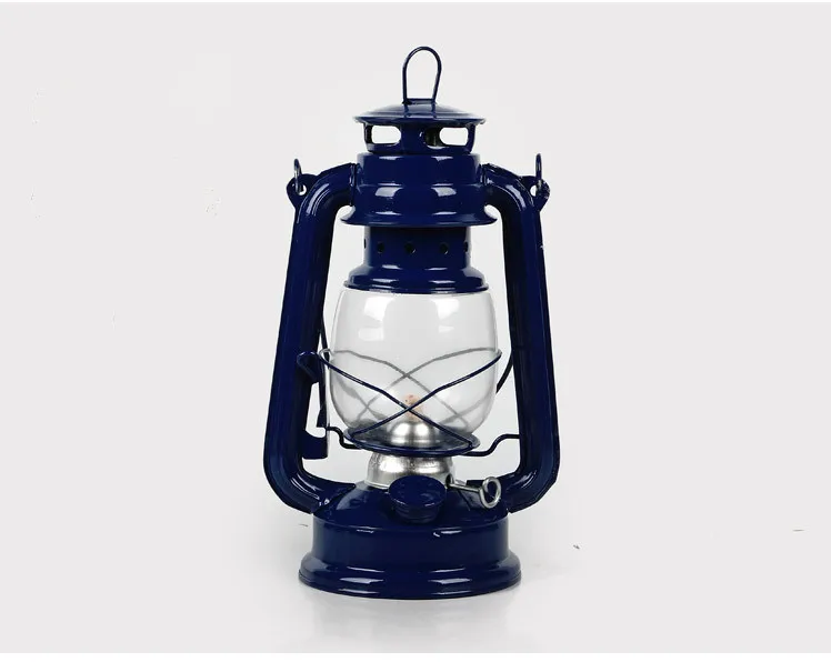 25 см Средиземноморский стиль из кованого железа светодиодный керосиновый спирт лампы портативный фонарь освещение ретро подсвечники Открытый Кемпинг - Цвет: kerosene dark blue