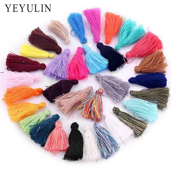 

100pcs 30mm Mixed Color Cotton Tassels Pendant Charms With Hanging Strap Cord For DIY Jewelry Findings