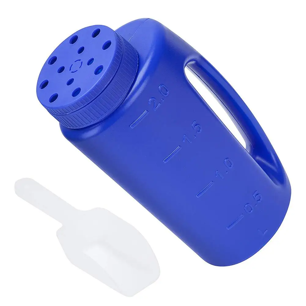 Hemoton Adjustable Handheld Spreader 2L Plastic Seeder Shaker Salt and Spreader Hole Size Fertilizer for Lawn Salt Ice Melt Calcium