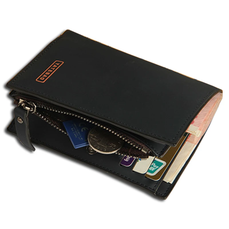 2016 Men's Wallets Leather High Quality Casual Fahion purses male black