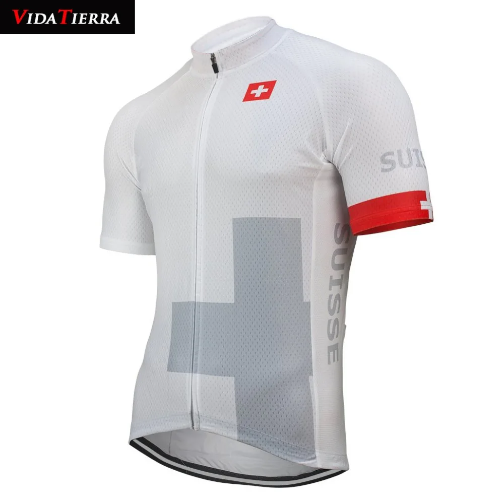 

2019 VIDATIERRA men white cycling jersey Swiss national flag team go pro classic downhill jersey ropa ciclismo pro racing team