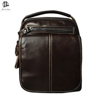 

HOT sale!! Genuine Leather Bags Men High Quality Messenger Bags Small Travel Dark Brown Crossbody Shoulder Bag For Men