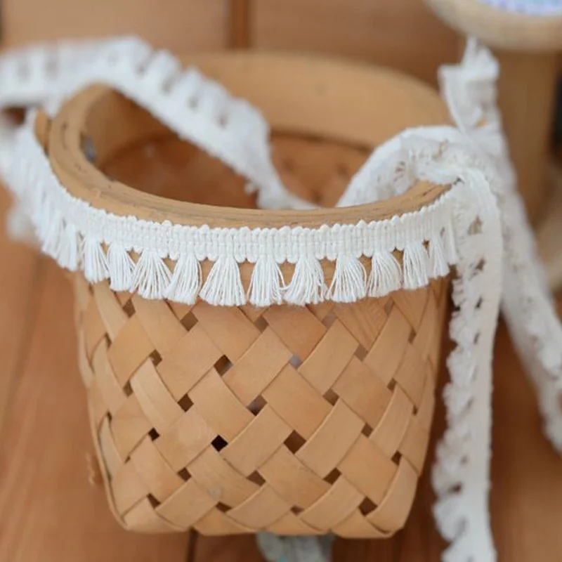 

1.6cm wide Gorgeous Cotton lace trim cream with fringe tassel lace ribbon trim -HBLX