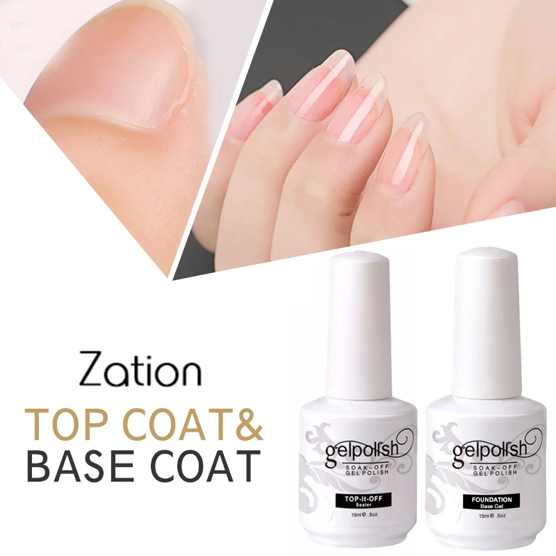 

Zation 15ML Top Coat Base Coat Gel Nail Polish Primer Nail Art UV LED Soak-Off Gel Polish Manicure Multi-use Top Gel Lacquer