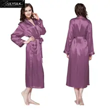 Lilysilk 100% Silk Wedding Women Long Bathrobe Bridesmaid Kimono Robes 22 Momme Waistband Contra Trim Satin Sleepwear Summer
