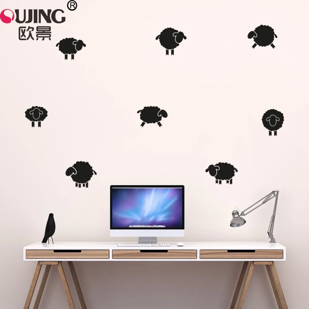 16 قطعة/المجموعة سهلة لتطبيق الكرتون الحيوان الأغنام شكل ملصقات جدار للأطفال الأطفال غرف صور مطبوعة للحوائط DIY PVC القابل للإزالة الفن جدارية