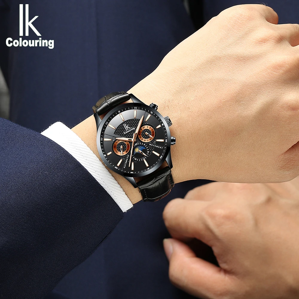 Ik ووتش الرجال التلقائي الجوف الميكانيكية ووتش الرجال الطلاب الأزياء الأعمال ووتش مضيئة للماء