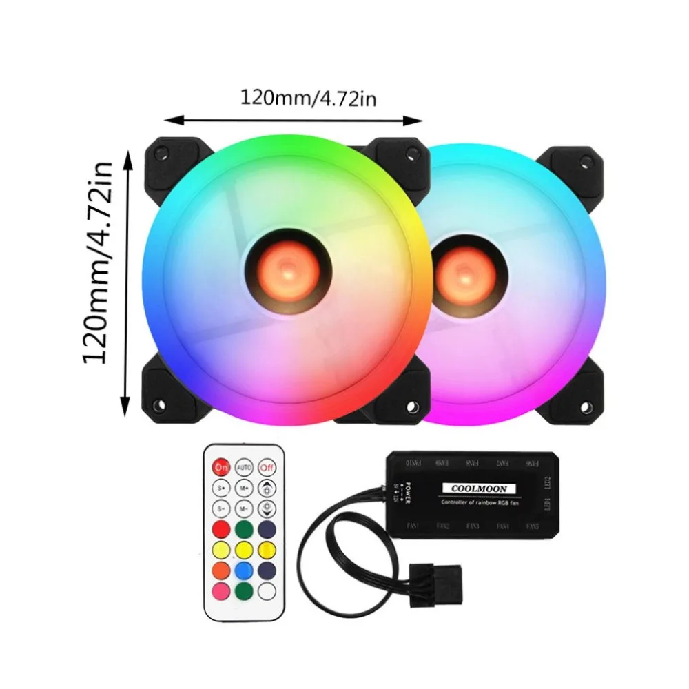 RGB корпус охлаждающий вентилятор 12 см круглая форма настольный корпус вентилятор водяного охлаждения красочный ПК Вентилятор охлаждения компьютера кулер RGB контроллер
