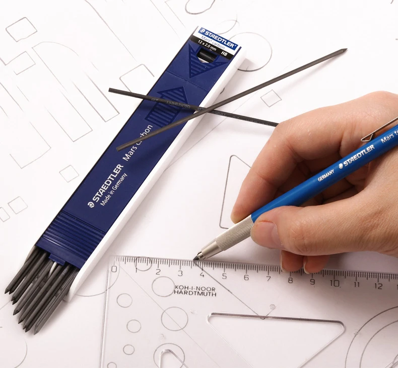 Staedtler графические механические карандаши свинцовые заправки синий/красный(1 туба, 12 шт.) 2,0 мм для технического дизайна школьные и офисные принадлежности