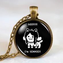 Новинка Undertale Temmie Кулон игра игры Мужчины ожерелье серебро стимпанк картина Ювелирные изделия Подарки Круглый купол стеклянный кулон HZ1