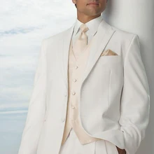 Обычный заказ белый жених смокинг нотч шафером жениха 2 кнопки мужчины свадьба костюмы( куртка+ брюки+ жилет+ перевязка