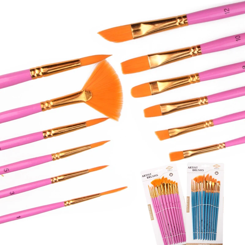 Koop 12 stks Multifunctionele Nylon Haar Kunstenaar Kwast Set Acryl Olieverf Aquarel Levert Professionele Art Supplies