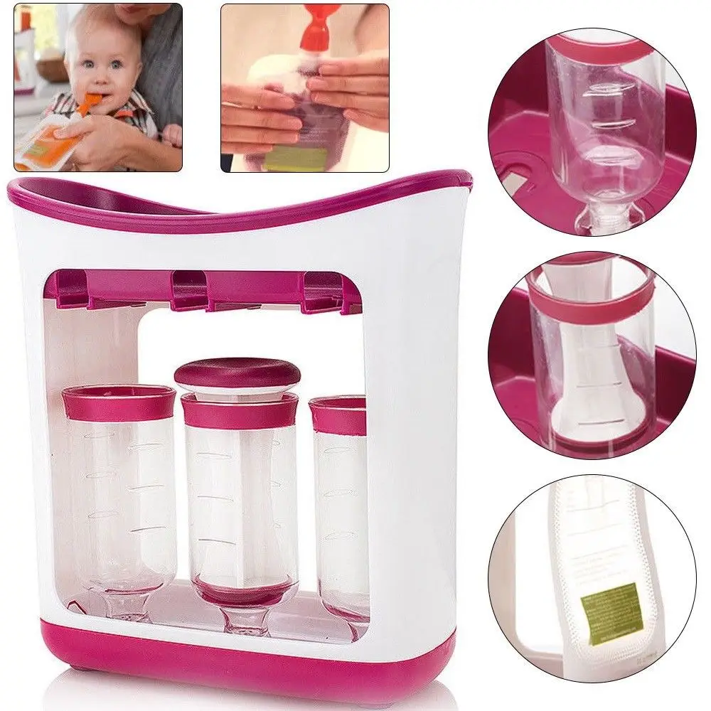 

Free 2pcs spoons Squeeze Juice Station Baby Food Organination Storage Containers Baby Food Maker Set Fruit puree Packing machine