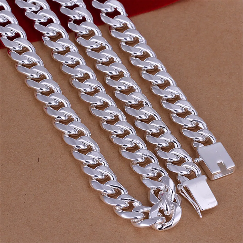 10-925 Sterling Silver Men Jewelry 24 inches Choker Statement Necklaces Women Vintage Collier Colar Bijoux Collares kolye QA0711