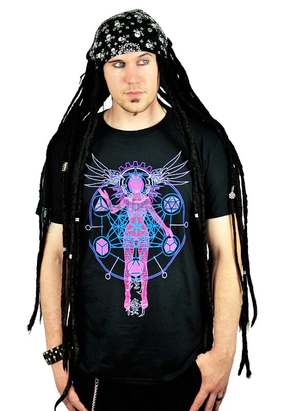 

Cryoflesh As Above So Below Rave Psytrance Edc Uv Reactive Metatron Top Male