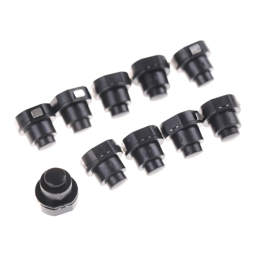 

10pcs/lot Plastic Flashlight Torch Part Round Push Button Switch Black DC 30V 1A 10mm X 10mm (D*H) Latching Contact