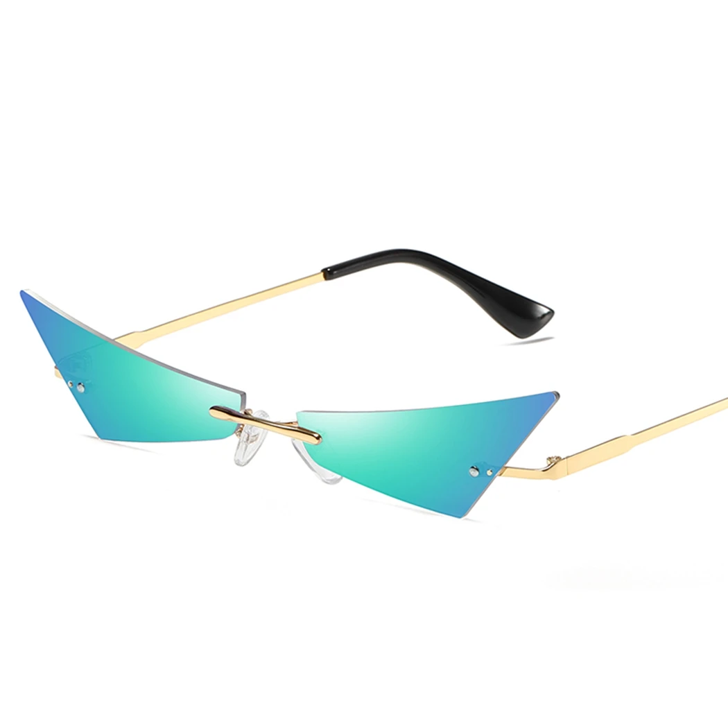 Women Rimless Cat Eye Sunglasses Ladies Hip Hop Shades Vintage Narrow Triangle Cateyes Sunglass UV400 Cateye Sunglass Eyewear