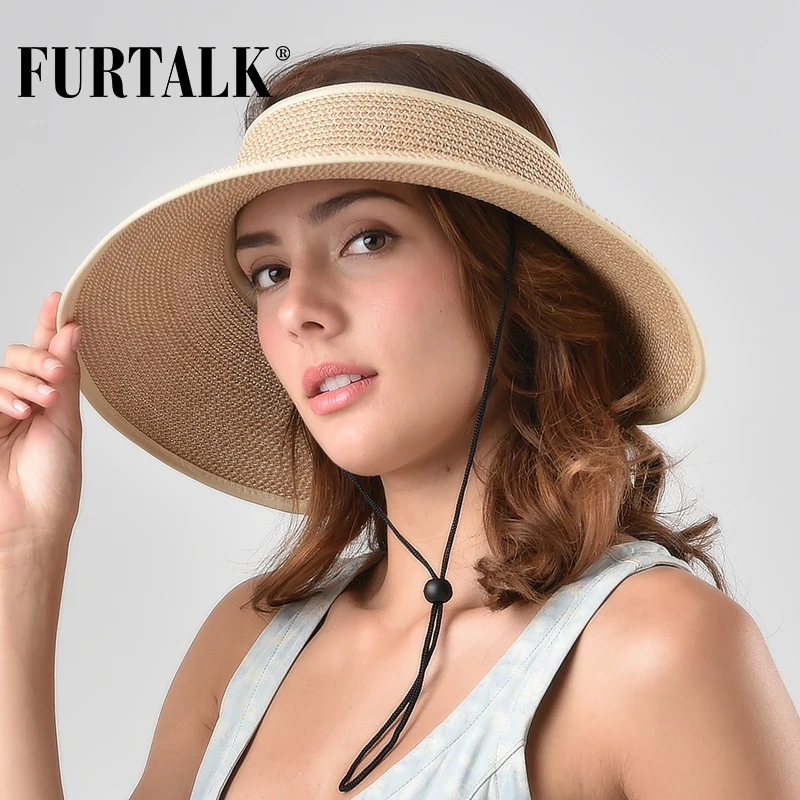 FURTALK ponytail sun hat for women summer straw hat for girls beach hat