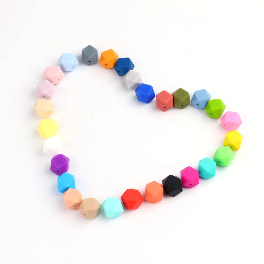 TYRY.HU 10Pcs Silicone Hexagon Beads 14mm Baby Teething Beads BPA Free Baby Teethers DIY Necklace Pacifier Chain Accessories