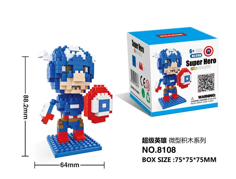 

Alpinia Game Marvel Building Blocks Toys Captain America Deadpool 3D DIY Model Building Block Compatible with Lego Mini Toys