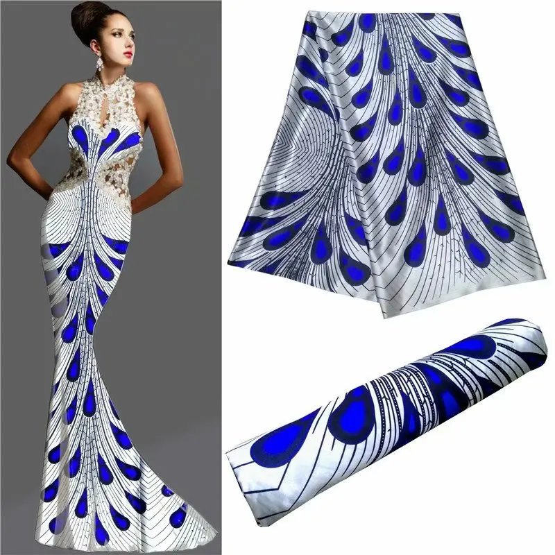 nigerian ankara fabric Yellow silk fabric african print fabric 5yard